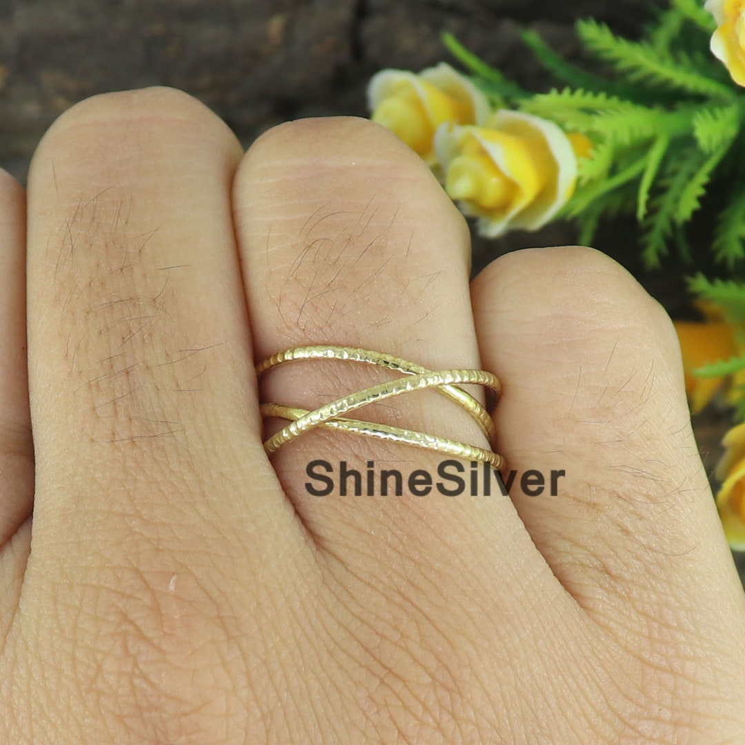 Sterling Silver Triple Interlocking Ring: Handmade Brass Band - Etsy