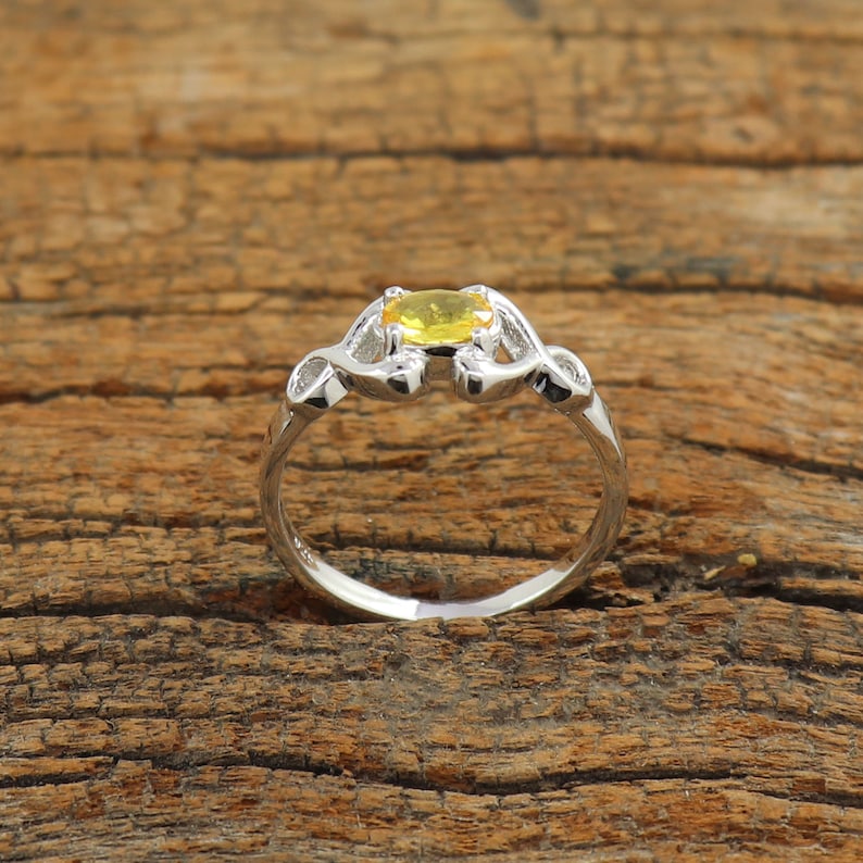 Yellow Sapphire Ring Sapphire Birthstone Ring Antique Sapphire Ring 925 Sterling Silver Ring Size 3 to 15 Natural Sapphire Stone Rings
