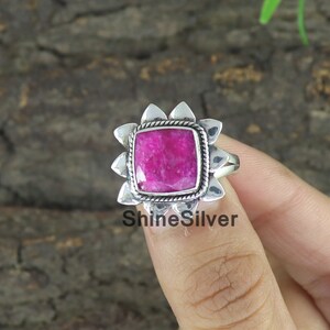 Ruby Ring, Pink Gemstone Ring, 925 Sterling Silver Ring, Statement Ring, Anniversary Gift Ring, Ring for Women,  Engagement  Ring, Boho Ring