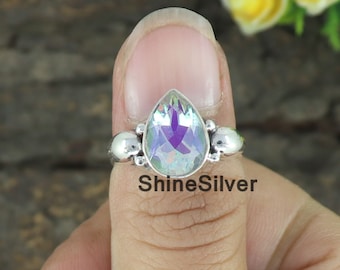 Angel Aura Quartz  Ring, Gemstone Ring, 925 Sterling Silver Ring, Ring for Women, Promise Ring ,Handmade Ring, Engagement Ring,Bohemian Ring