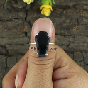 Black Onyx Coffin Ring, 925 Sterling Silver Ring, Statement Ring, Bohemian Ring, Healing Stone Ring, Coffin Stone Ring, Christmas gift Ring
