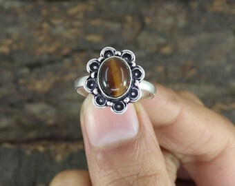 Tiger's eye Ring, 925 Sterling Silver Ring, Gemstone Ring, Statement Ring, Ring for Women, Bohemian Ring, Engagement Jewelry, Gift For Her