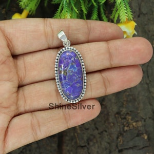 Purple Copper Turquoise Pendant, Silver Pendant,Turquoise Pendant, Women Pendant Jewelry, Pendant For Women, Engagement Gift, Gift For Her