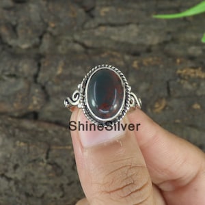 Blood Stone Ring, Gemstone Ring, 925 Sterling Silver Ring, Statement Ring, Ring for Women, Promise Ring ,Handmade Ring,Anniversary Gift Ring