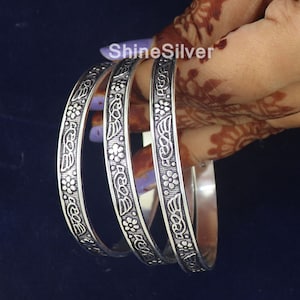 Silver Boho Bangles, Set Of 3 Bangles, Oxidized Silver Bangles, Set Of Bangles, West Indian Silver Bangles, Handmade Bangles , Gift For Her