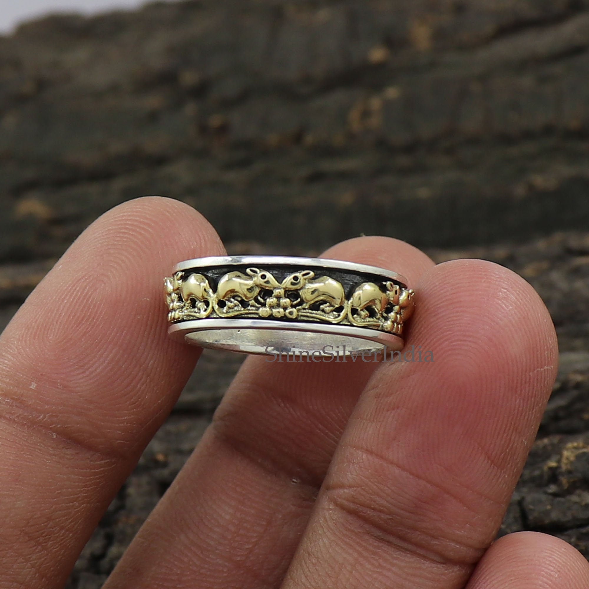 Rat Spinner Ring, Animal Silver Ring, Sterling Silver Spinner Ring, H…