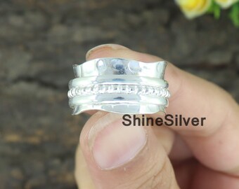 Bague toupie faite main en argent sterling 925 : bague anti-inquiétude pour la méditation - Canada
