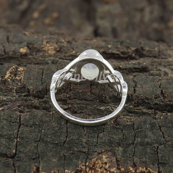 Bague Pierre De Lune Argent Sterling - Noeud Celtique Adjustable