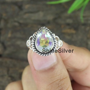 Angel Aura Quartz  Ring, Gemstone Ring, 925 Sterling Silver Ring, Ring for Women, Promise Ring ,Handmade Ring, Engagement Ring, Boho Ring