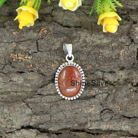 ネックレス・ペンダント Red Jasper Pendant SILVER 925 Red Jasper 925 Sterling Silver Pendant Necklace: Women's Gemstone