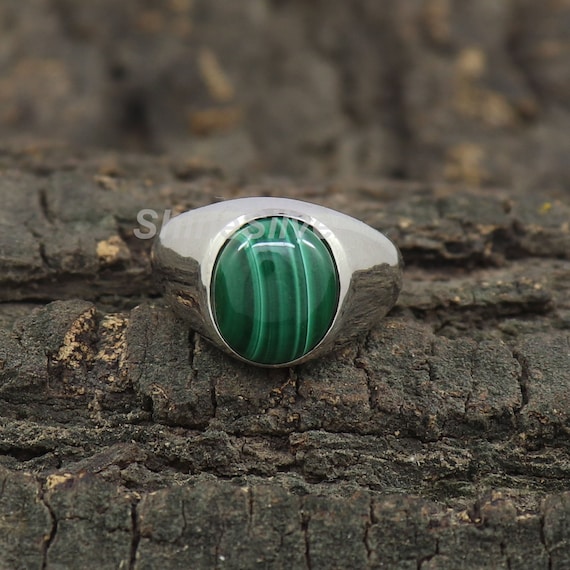Malachite ring silver deals