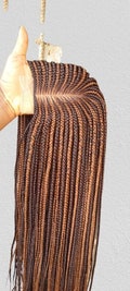 Braided wig, Braid, Black women, Human hair, Beginner wig, Wig cap, Hat, updo, Beads, Bangs, Middle parting, Black wig, Blonde, White women, product logo