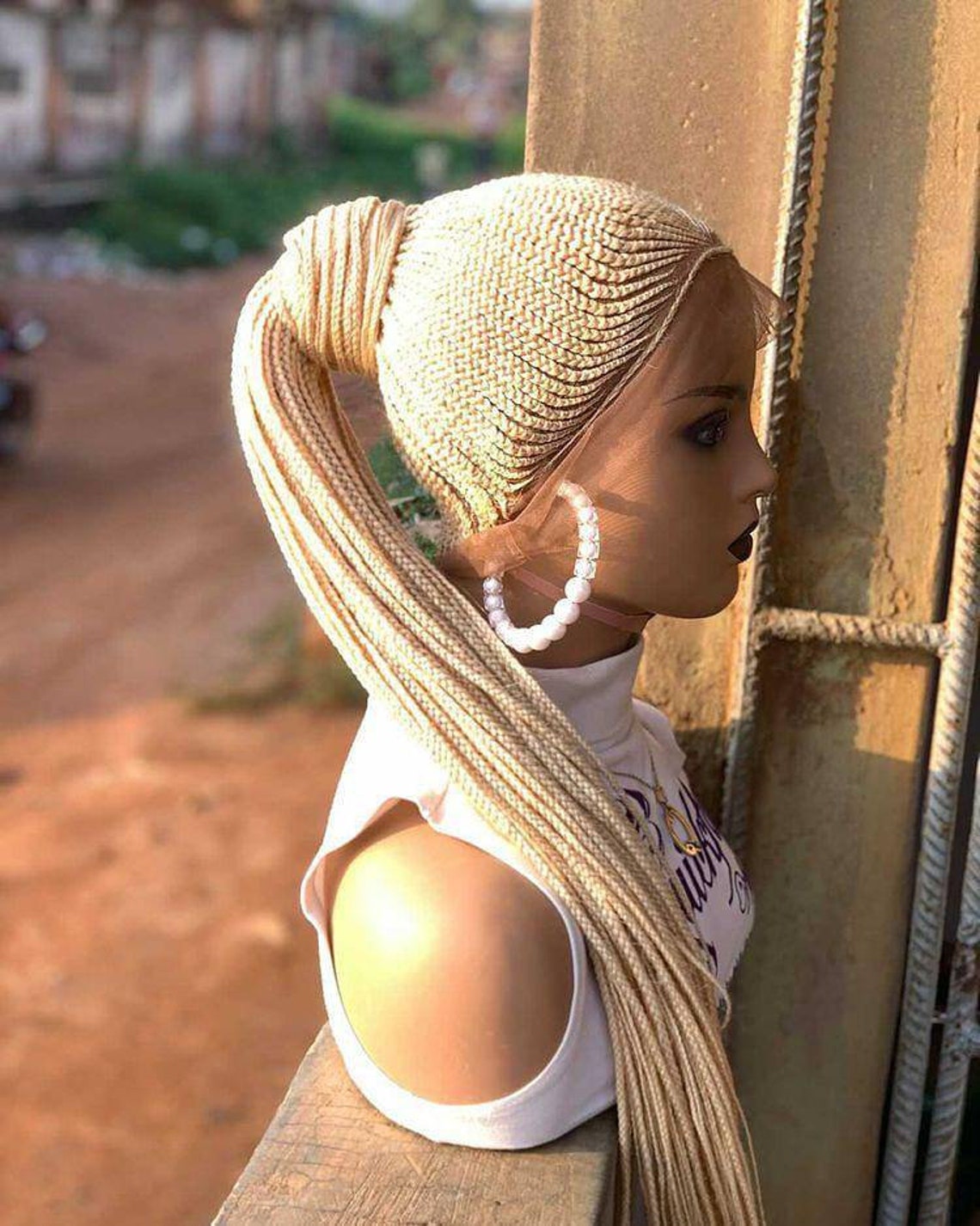 Yan Dream Girl Princess Wig Long Blonde Wavy Hair With Braid Elf Hippie Wigs For Women Cosplay Costume Anime Party