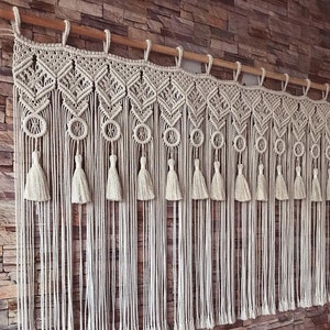 Boho Macrame Curtains Macrame Wall Hanging-Handmade Art-Woven Wall Hanging- Macrame Patterns W 60" x H 60" RWM19