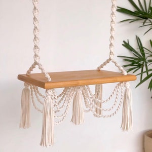 Handmade Macrame Swing, Macrame Wood Swing, Wood Swing, Tree Swing Adult, Boho Swing, Outdoor Swing, Indoor/Outdoor Swing, Wedding Swing