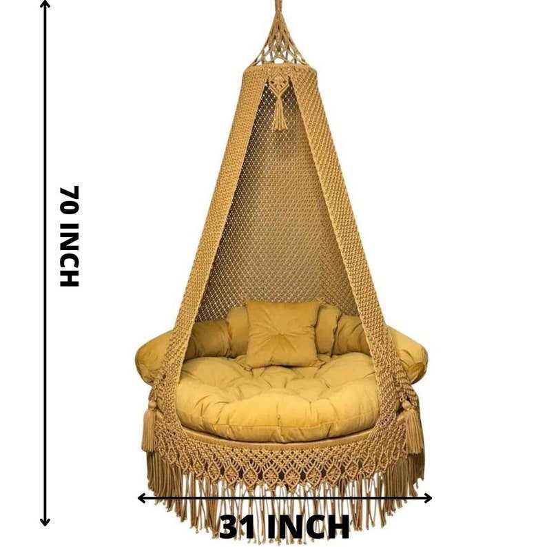 Handmade Macrame Hanging Chair Macrame Porch Rocking Swing Etsy