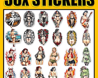 Military Retro Vintage Pin Up Girls Sticker Tattoo Pinup Stickers