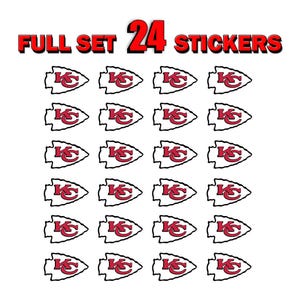 May include: A full set of 24 stickers featuring a red and white arrowhead design with the letters "KC" inside. The text "FULL SET 24 STICKERS" is displayed in red and black above the stickers.