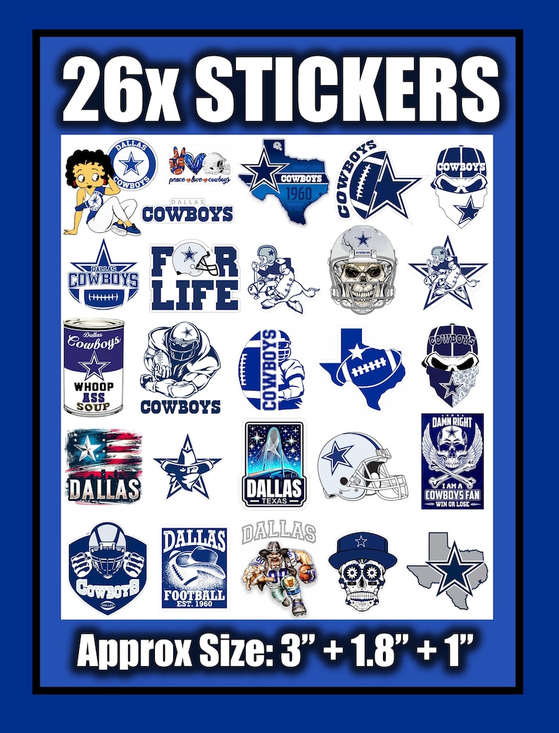 12 Mini Dallas Cowboys NFL Sport Sticker Set Football Stickers - Etsy