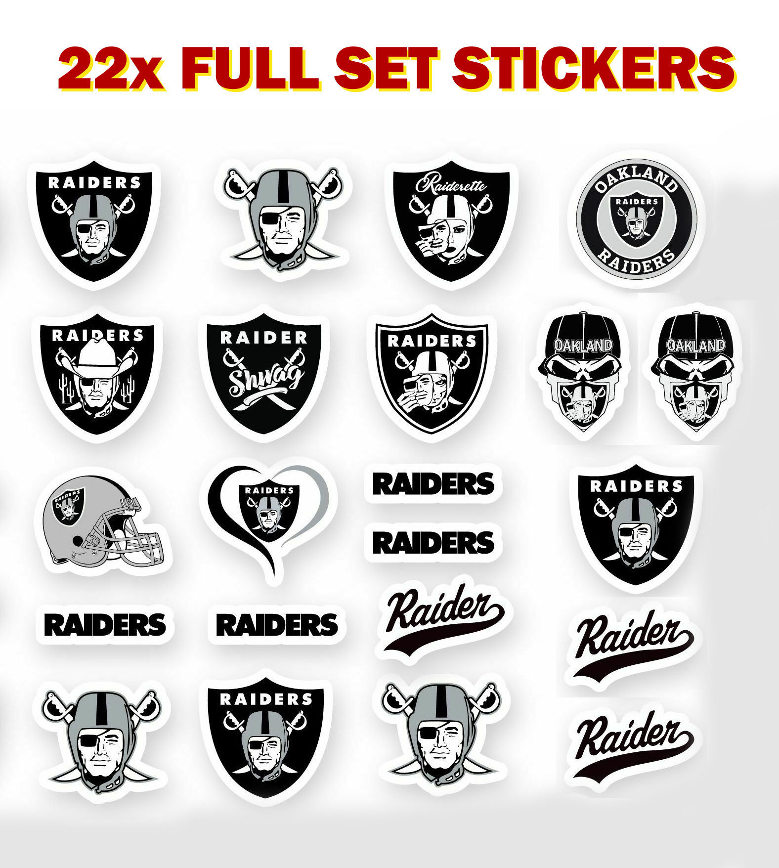 Oakland Raiders Logo Full Sticker Lot pc New Laptop Wall ps Etsy