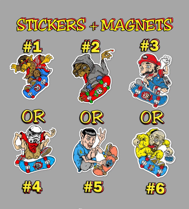 Graffiti Sticker Magnet Punisher Skull Skeleton Car Bumper Skateboard Decals Magnets Stickers