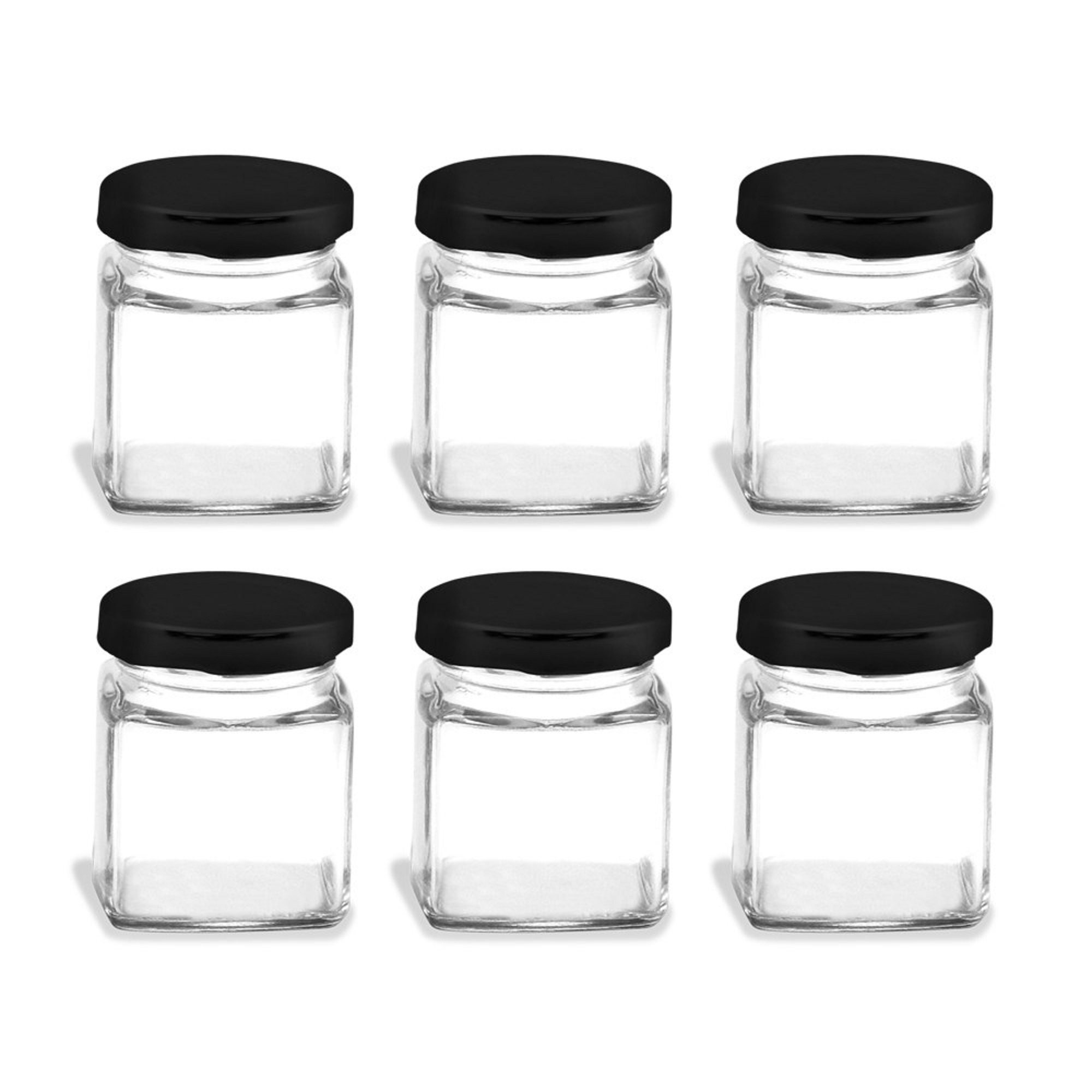 5oz Premium Glass Jars w/ Child Resistant Lids - Black Lid (120 Qty)