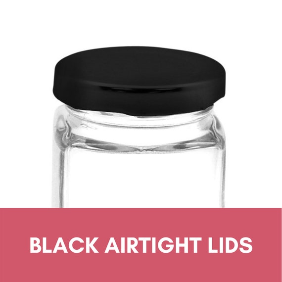 BULK LOT Small Glass Mason Jar With Black Lids 150ml Mini Round