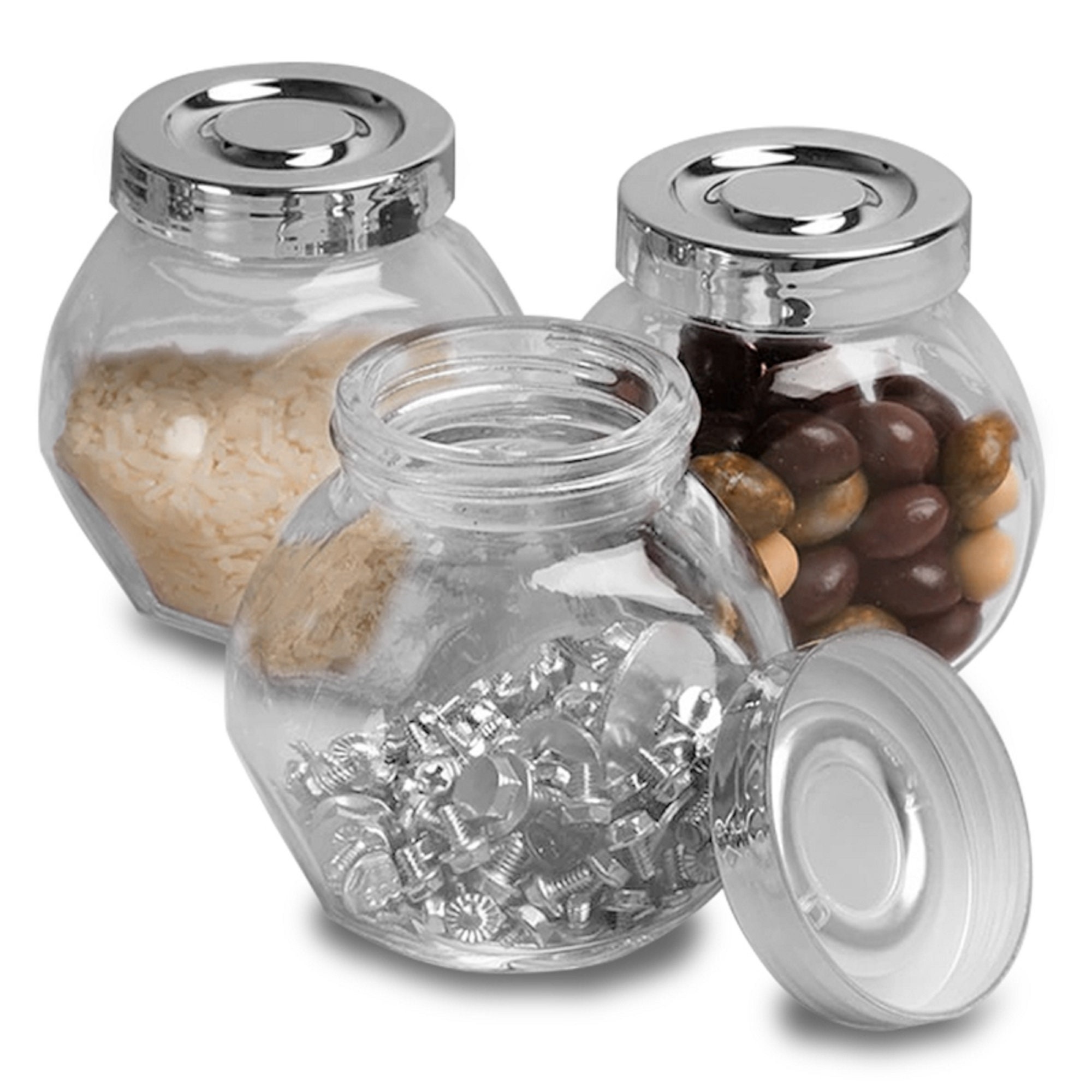 RSVP Kitchen Storage Collection - Glass Round Spice Jar - 3-Ounce