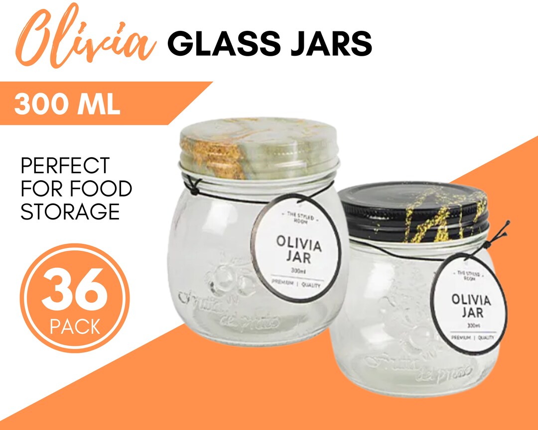 36 X ROUND GLASS JARS 300ml Food Storage Container Etsy Australia