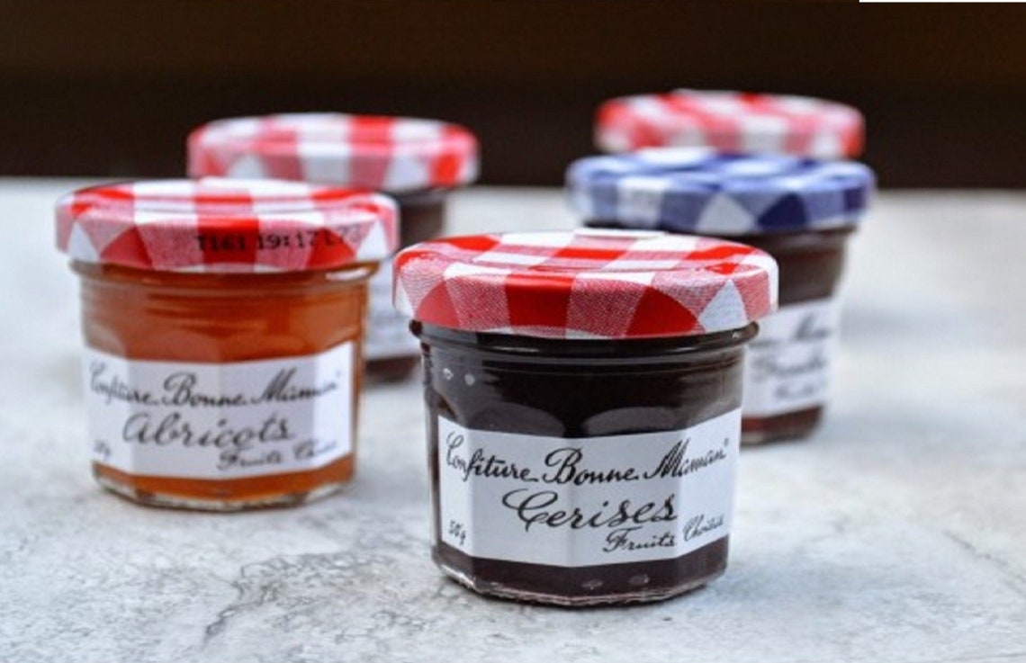 48 X Small Glass Jam Jars With Red Gingham Lids 100ml Mini Round Glass