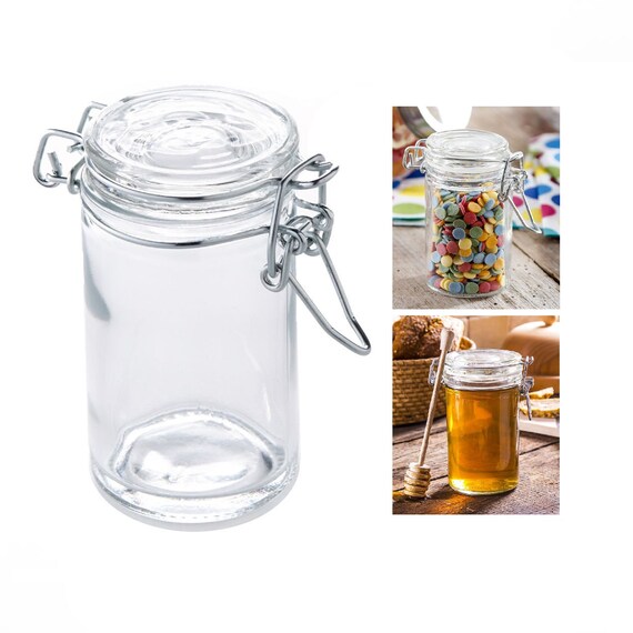 BULK LOT Smalll Glass Jars With Airtight Lids 70ml Mini Glass Spice Jars  With Clip Lid Small Glass Containers Lids Party Wedding Favours 