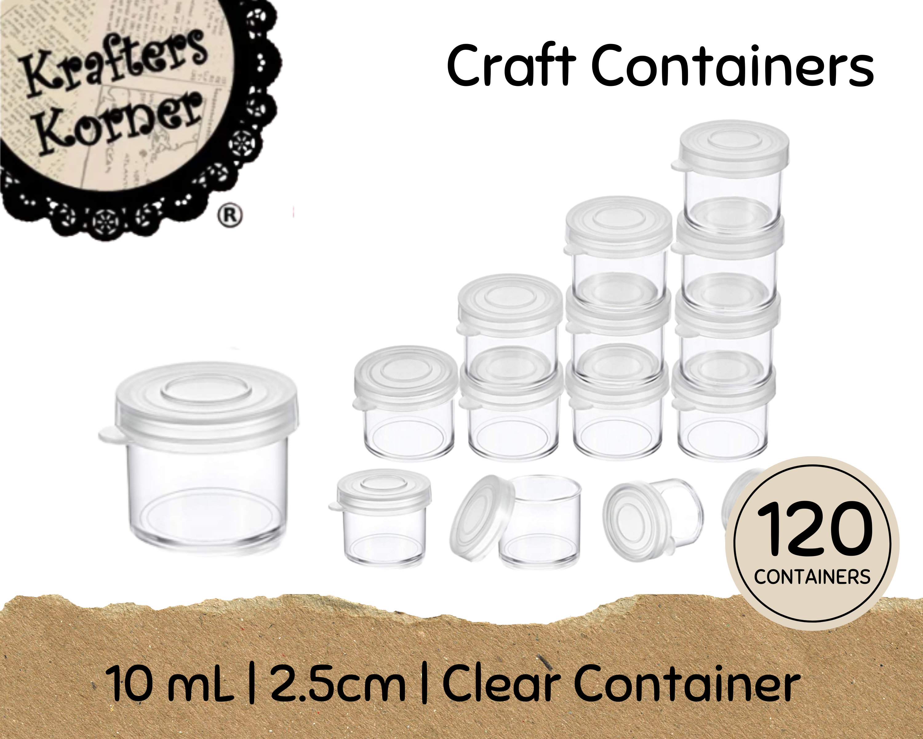 MINI CRAFT CONTAINERS 120 Pack 10ml Mini Containers With Lids Lip