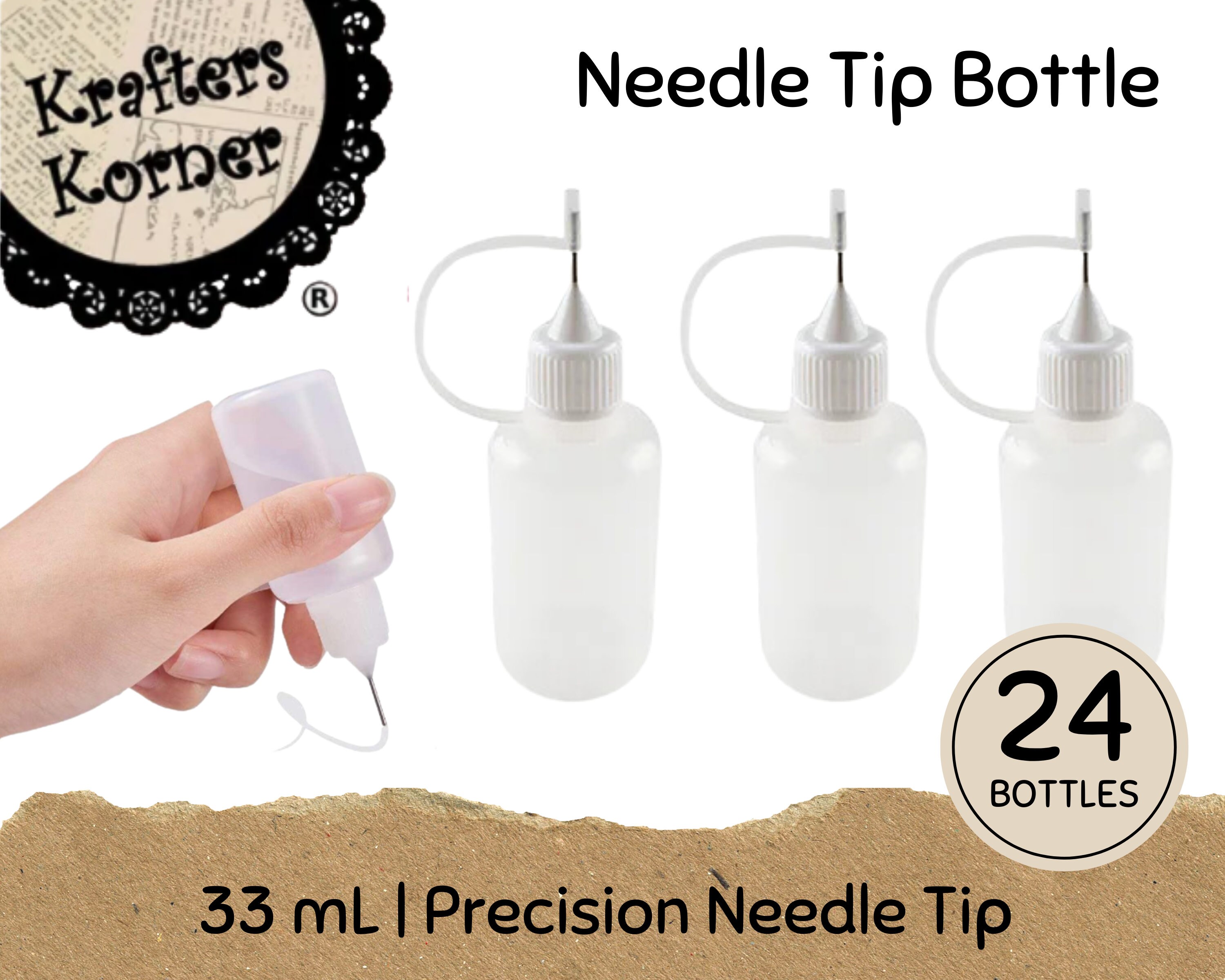 NEEDLE TIP SQUEEZE Bottle 33ml 24 Pack Precision Tip Glue Applicator