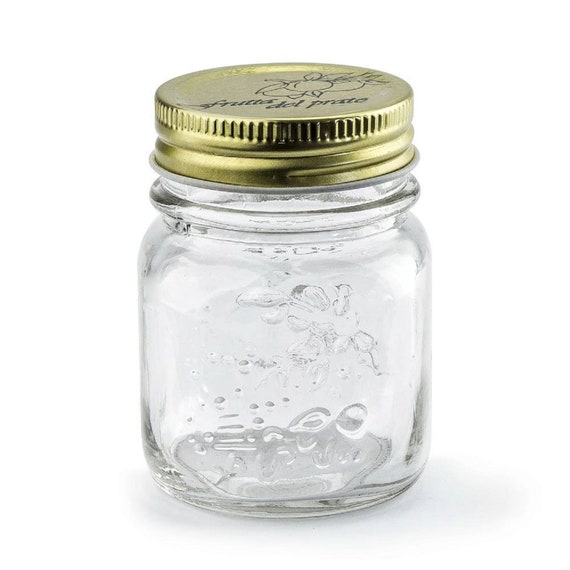 36 X Small Glass Preserving Conserve Jar With Gold Lids 250ml