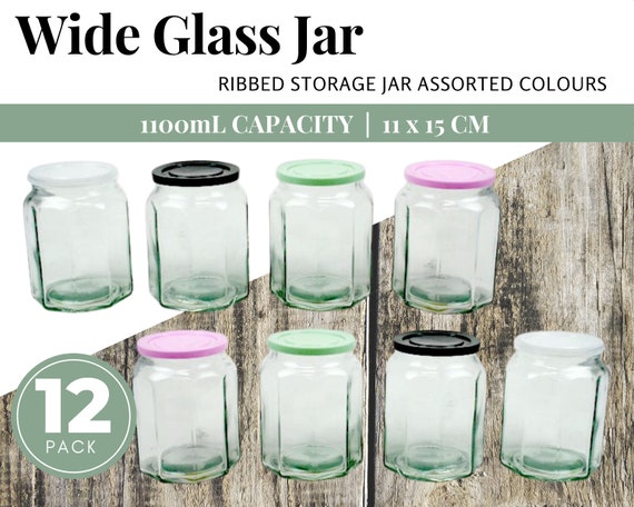 12 X LARGE GLASS JARS 1100ml Food Storage Container 