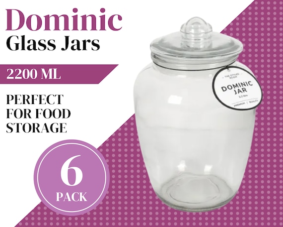 6 X DECORATIVE GLASS JAR 2200ml Wedding Decor Candy Buffet Cookie