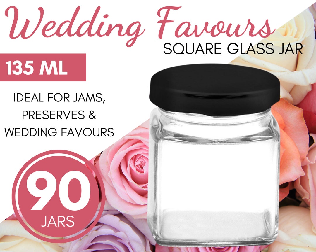 4 Clear Rose Gold 4 oz Glass Mason Mini Jars Lids Wedding Party Favor  Holders
