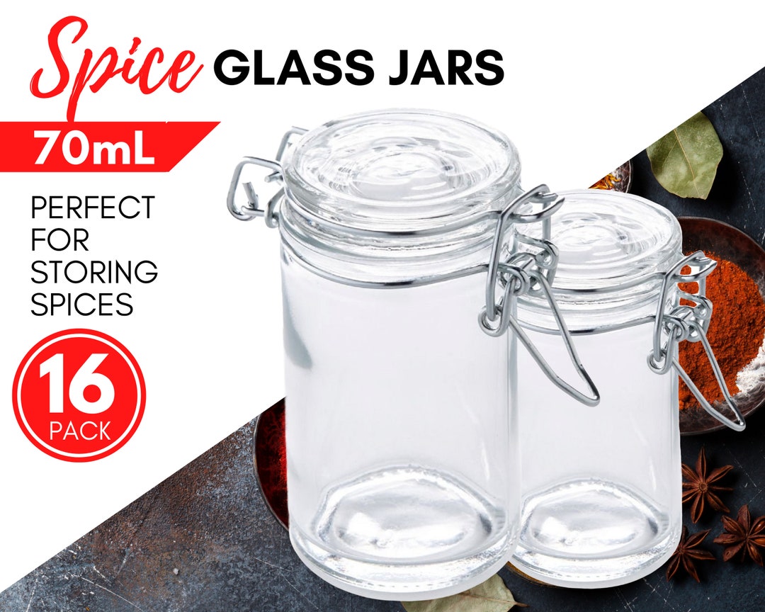 Glass Spice Jars with Wood Lids, Spice Jars with Airtight Lids, Airtight  Glass Canisters with Wood Lids, Glass Food Storage Containers with Lids,  Glass Food Jars for Spice and Herbs 12 Sets