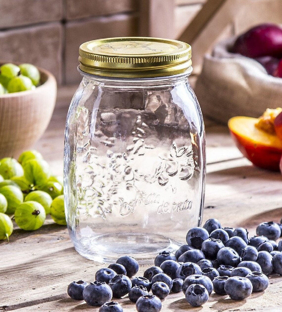 12 X Glass Preserving Conserve Jar With Gold Lids 1000ml Etsy
