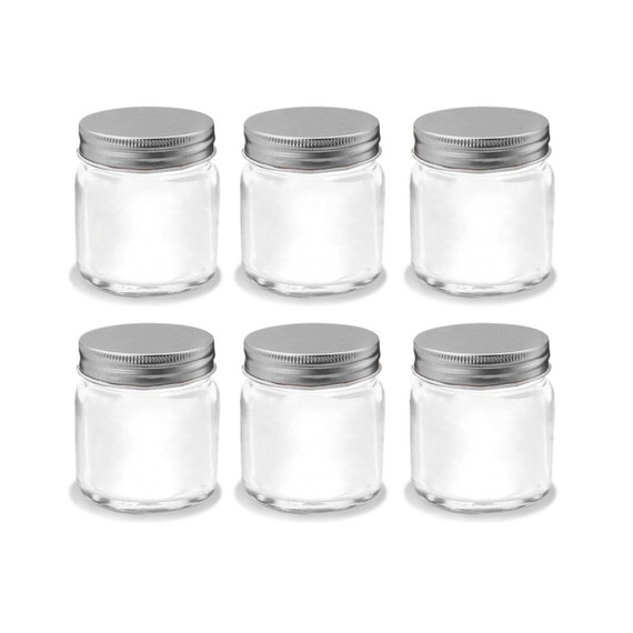 108 X Mini Glass Mason Jar With Silver Lids 70ml Small Round Glass