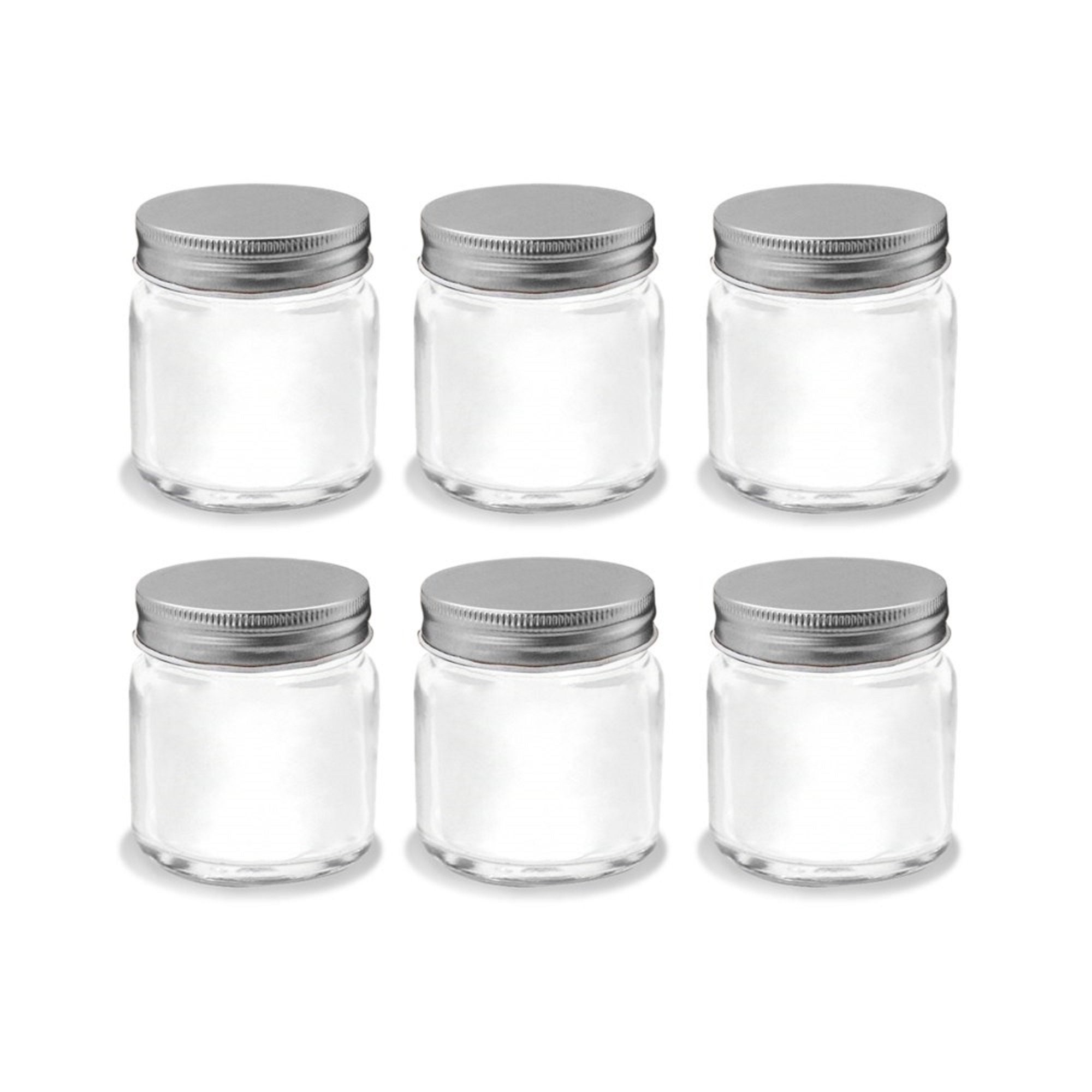 Small Clear Plastic Jars with Silver Lid – 12 Pc.