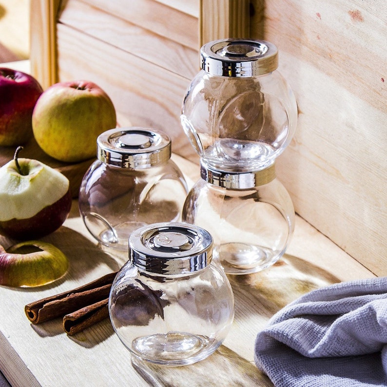 48 X Tilted Glass Jar With Silver Lids 200ml Small Round Glass Mason