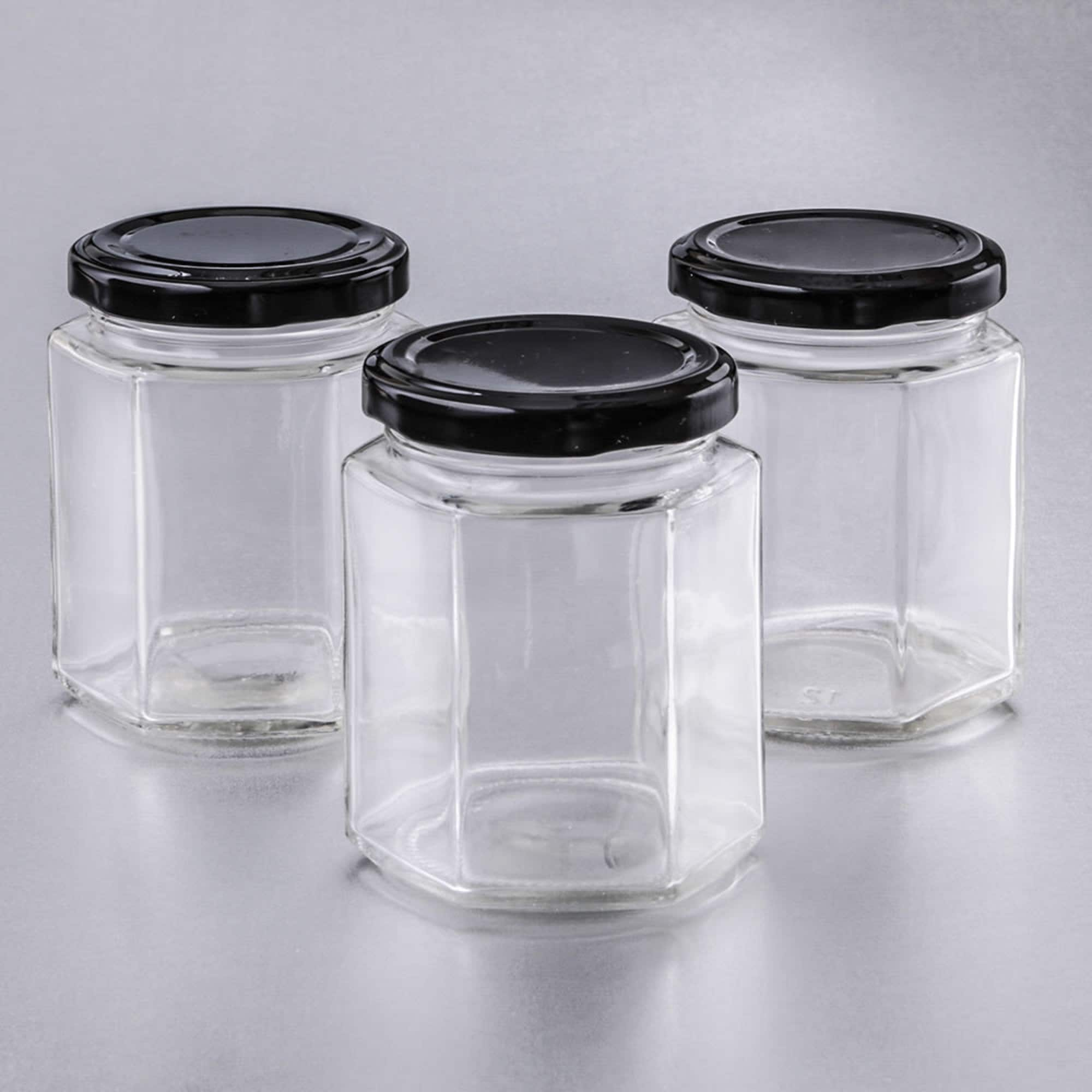 6 oz Hexagon Glass Jar with Lid (190 ml)