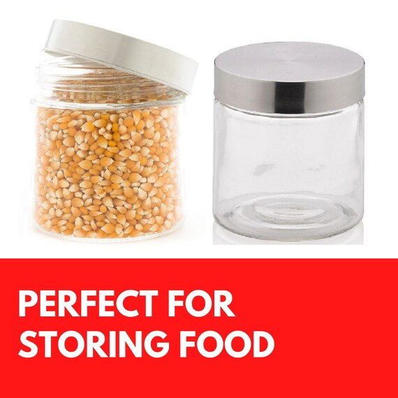 6 X ASCOT Glass Airtight Food Storage Jars With Screw Top Black Metal Lid  2900ml Vintage Home Kitchen Food Storage Containers Canister Set 