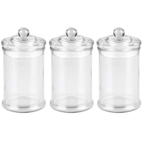 Thenshop 5 Pieces Clear Glass Apothecary Jars Glass Candy Jar with Lids  Large Candy Buffet Container Decorative Candy Display Elegant Storage Jar  Set