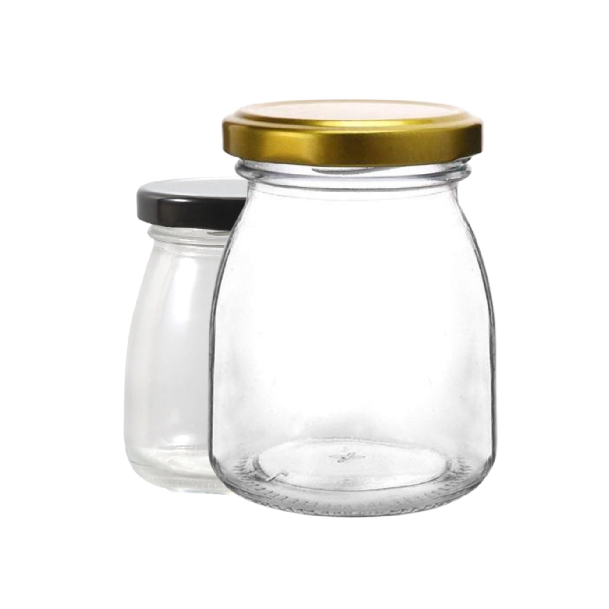 9 oz Glass Honey Bear Jars with Gold Lids 12-Pack Clear and gold