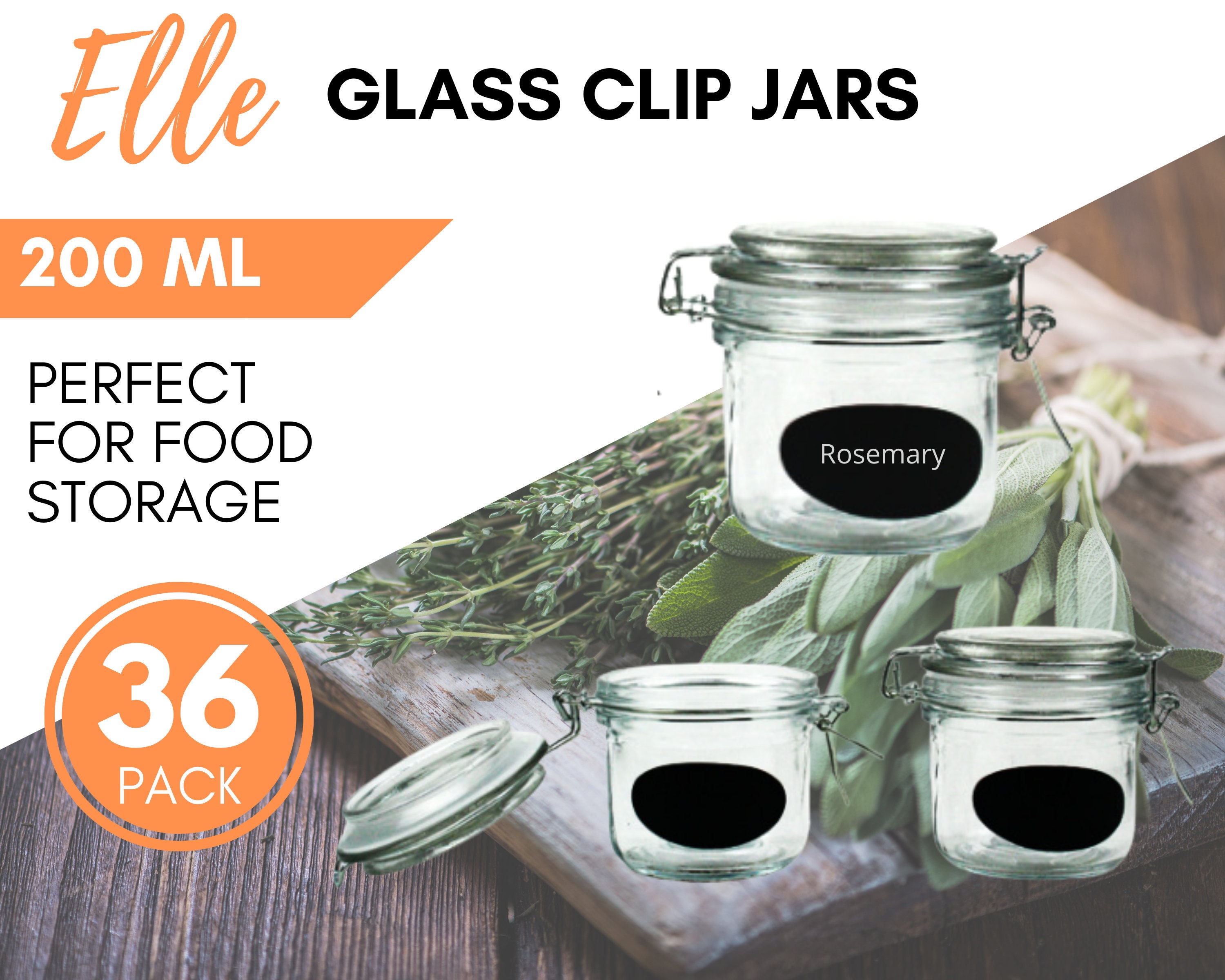 48 X Tilted Glass Spice Jar With Lids 200ml Small Round Glass Mason Jars  for Honey Jam Spices Canning Party Wedding Favours Bomboniere 