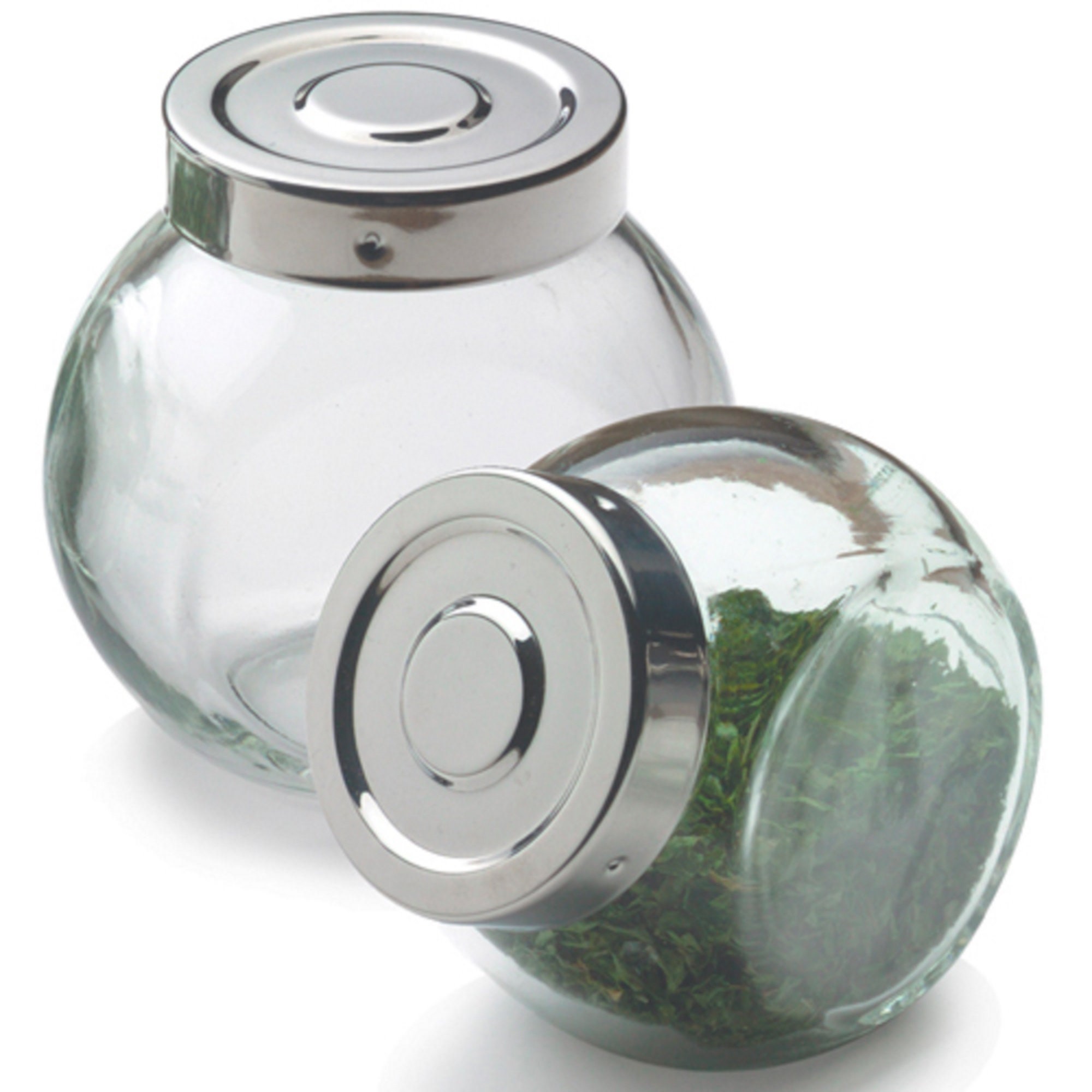 48 X Tilted Glass Spice Jar With Lids 200ml Small Round Glass