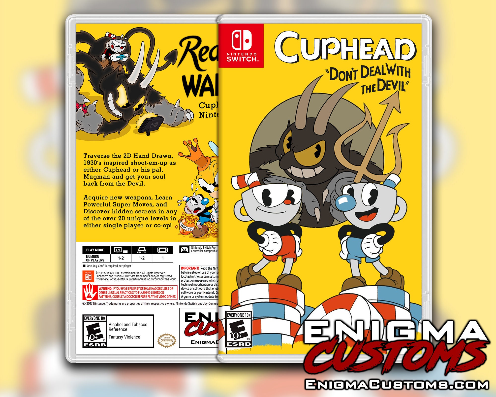 Cuphead Custom Switch Cover (NO GAME)