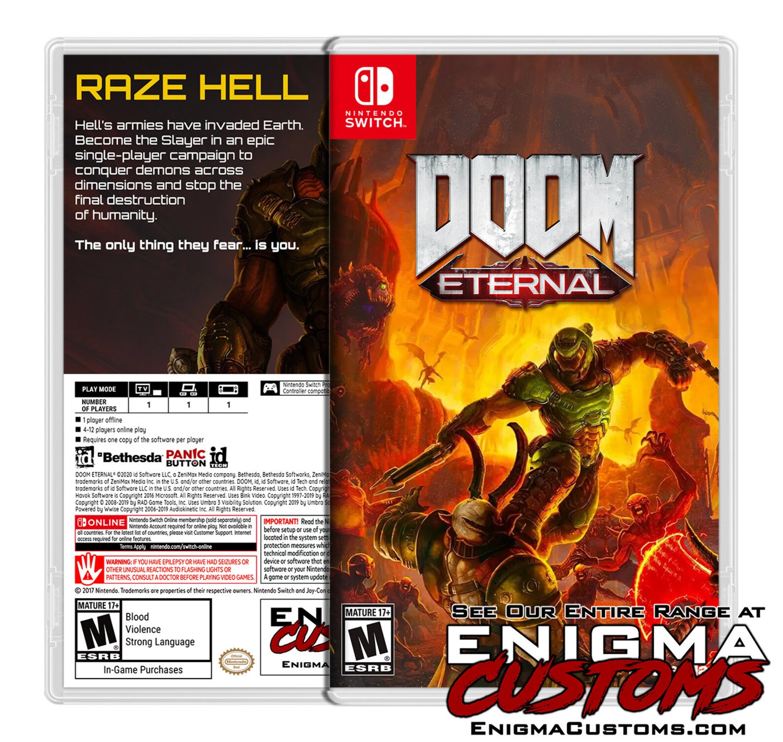 DOOM Eternal Custom Switch Cover NO GAME Etsy